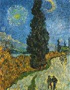 Vincent Van Gogh Road with Cypress and Star oil painting picture wholesale